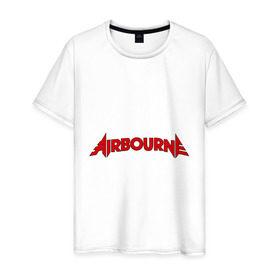 Мужская футболка хлопок с принтом airbourne в Белгороде, 100% хлопок | прямой крой, круглый вырез горловины, длина до линии бедер, слегка спущенное плечо. | airbourne | kubana | кубана | лого | логотип | метал | музыка | подарок | разное | рок