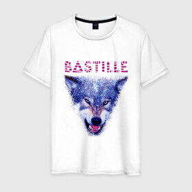 Мужская футболка хлопок с принтом Bastille в Белгороде, 100% хлопок | прямой крой, круглый вырез горловины, длина до линии бедер, слегка спущенное плечо. | bastille | pop rock | rock | альтернатива | волк | злой волк | инди рок | музыка | поп рок | рок