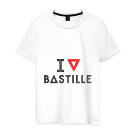 Мужская футболка хлопок с принтом Bastille в Белгороде, 100% хлопок | прямой крой, круглый вырез горловины, длина до линии бедер, слегка спущенное плечо. | bastille | pop rock | rock | альтернатива | инди рок | музыка | поп рок | рок | сердце | треугольник | я люблю