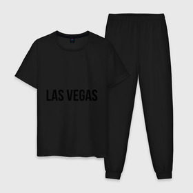 Мужская пижама хлопок с принтом Las Vegas в Белгороде, 100% хлопок | брюки и футболка прямого кроя, без карманов, на брюках мягкая резинка на поясе и по низу штанин
 | Тематика изображения на принте: las vegas | лас вегас | сша | туристические