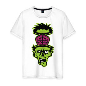 Мужская футболка хлопок с принтом Зомби на прицеле в Белгороде, 100% хлопок | прямой крой, круглый вырез горловины, длина до линии бедер, слегка спущенное плечо. | зомби на прицеле | монстры | привидения и дьяволы | прикольные картинки