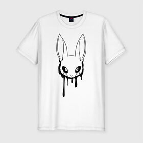 Мужская футболка премиум с принтом Голова зайца в Белгороде, 92% хлопок, 8% лайкра | приталенный силуэт, круглый вырез ворота, длина до линии бедра, короткий рукав | голова зайца | животные | зайка | заяц | прикольные картинки