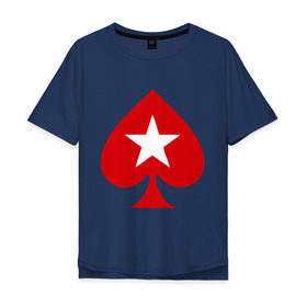Мужская футболка хлопок Oversize с принтом Покер Пики Poker Stars в Белгороде, 100% хлопок | свободный крой, круглый ворот, “спинка” длиннее передней части | Тематика изображения на принте: игры | карты | покер | покер пики poker stars