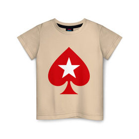 Детская футболка хлопок с принтом Покер Пики Poker Stars в Белгороде, 100% хлопок | круглый вырез горловины, полуприлегающий силуэт, длина до линии бедер | игры | карты | покер | покер пики poker stars