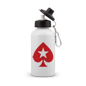 Бутылка спортивная с принтом Покер Пики Poker Stars в Белгороде, металл | емкость — 500 мл, в комплекте две пластиковые крышки и карабин для крепления | игры | карты | покер | покер пики poker stars