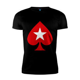 Мужская футболка премиум с принтом Покер Пики Poker Stars в Белгороде, 92% хлопок, 8% лайкра | приталенный силуэт, круглый вырез ворота, длина до линии бедра, короткий рукав | игры | карты | покер | покер пики poker stars