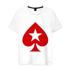 Мужская футболка хлопок с принтом Покер Пики Poker Stars в Белгороде, 100% хлопок | прямой крой, круглый вырез горловины, длина до линии бедер, слегка спущенное плечо. | игры | карты | покер | покер пики poker stars
