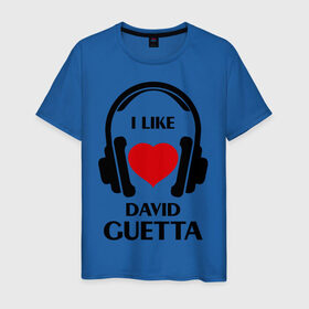Мужская футболка хлопок с принтом Мне нравится David Guetta в Белгороде, 100% хлопок | прямой крой, круглый вырез горловины, длина до линии бедер, слегка спущенное плечо. | david guetta | dj | rnb | клубные | мне нравится | музыка | сердечко