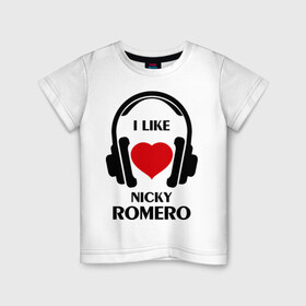 Детская футболка хлопок с принтом Мне нравится Nicky Romero в Белгороде, 100% хлопок | круглый вырез горловины, полуприлегающий силуэт, длина до линии бедер | Тематика изображения на принте: 