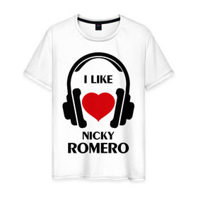 Мужская футболка хлопок с принтом Мне нравится Nicky Romero в Белгороде, 100% хлопок | прямой крой, круглый вырез горловины, длина до линии бедер, слегка спущенное плечо. | 