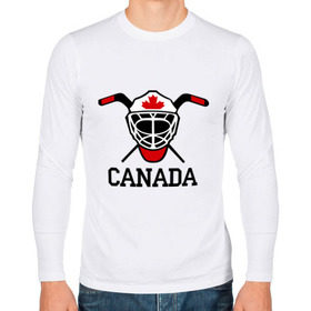 Мужской лонгслив хлопок с принтом Canada (Канадский хоккей) в Белгороде, 100% хлопок |  | canada | канадский | клюшка | спорт | хоккей | шайба