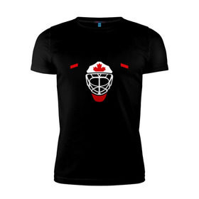 Мужская футболка премиум с принтом Canada (Канадский хоккей) в Белгороде, 92% хлопок, 8% лайкра | приталенный силуэт, круглый вырез ворота, длина до линии бедра, короткий рукав | canada | канадский | клюшка | спорт | хоккей | шайба