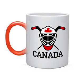 Кружка хамелеон с принтом Canada (Канадский хоккей) в Белгороде, керамика | меняет цвет при нагревании, емкость 330 мл | canada | канадский | клюшка | спорт | хоккей | шайба