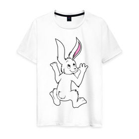 Мужская футболка хлопок с принтом Кролик в Белгороде, 100% хлопок | прямой крой, круглый вырез горловины, длина до линии бедер, слегка спущенное плечо. | 