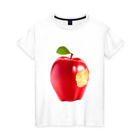 Женская футболка хлопок с принтом В яблочко! в Белгороде, 100% хлопок | прямой крой, круглый вырез горловины, длина до линии бедер, слегка спущенное плечо | apple | в яблочко | любовь | яблоко
