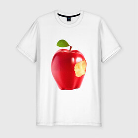 Мужская футболка премиум с принтом В яблочко! в Белгороде, 92% хлопок, 8% лайкра | приталенный силуэт, круглый вырез ворота, длина до линии бедра, короткий рукав | apple | в яблочко | любовь | яблоко
