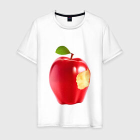 Мужская футболка хлопок с принтом В яблочко! в Белгороде, 100% хлопок | прямой крой, круглый вырез горловины, длина до линии бедер, слегка спущенное плечо. | apple | в яблочко | любовь | яблоко