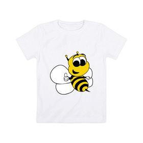 Детская футболка хлопок с принтом Пчёлка в Белгороде, 100% хлопок | круглый вырез горловины, полуприлегающий силуэт, длина до линии бедер | животные | прикольные картинки | пчёлка | шмель