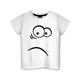 Детская футболка хлопок с принтом Ошеломленная рожица в Белгороде, 100% хлопок | круглый вырез горловины, полуприлегающий силуэт, длина до линии бедер | smile | прикольная мордочка | рожа | рожица | смайл | смайлик | удивленная рожица