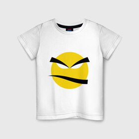 Детская футболка хлопок с принтом Злой смайлик в Белгороде, 100% хлопок | круглый вырез горловины, полуприлегающий силуэт, длина до линии бедер | bad | smile | yellow | грозный | желтый | злой | смайл | смайлик