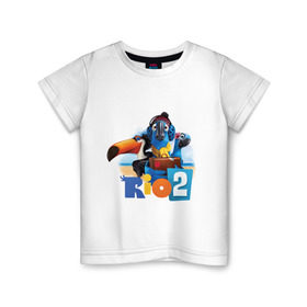 Детская футболка хлопок с принтом Рио 2 в Белгороде, 100% хлопок | круглый вырез горловины, полуприлегающий силуэт, длина до линии бедер | голубчик | жемчужинка | мультик | мультфильм | попугай | рафаэль | рио | рио 2
