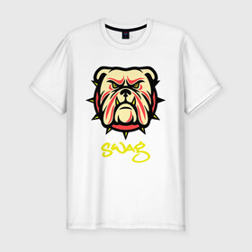 Мужская футболка премиум с принтом Бульдог Swag в Белгороде, 92% хлопок, 8% лайкра | приталенный силуэт, круглый вырез ворота, длина до линии бедра, короткий рукав | swag | бульдог swag | пес | песик | собака