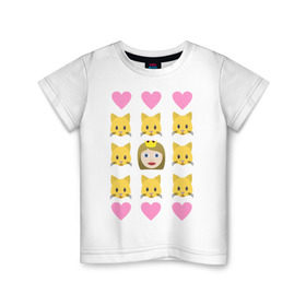 Детская футболка хлопок с принтом Кошатница в Белгороде, 100% хлопок | круглый вырез горловины, полуприлегающий силуэт, длина до линии бедер | emojin | happy family | котики | коты | кошатница | смайлы | эмоджин