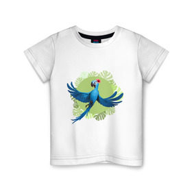 Детская футболка хлопок с принтом Жемчужинка в Белгороде, 100% хлопок | круглый вырез горловины, полуприлегающий силуэт, длина до линии бедер | ара | жемчужинка | мультик | мяльтяшки | птица | рио | рио 2 | синий попугай