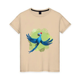 Женская футболка хлопок с принтом Жемчужинка в Белгороде, 100% хлопок | прямой крой, круглый вырез горловины, длина до линии бедер, слегка спущенное плечо | ара | жемчужинка | мультик | мяльтяшки | птица | рио | рио 2 | синий попугай