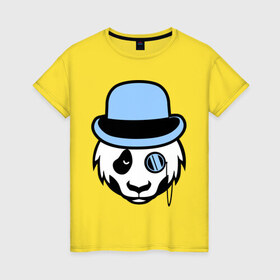 Женская футболка хлопок с принтом Панда из высшего света в Белгороде, 100% хлопок | прямой крой, круглый вырез горловины, длина до линии бедер, слегка спущенное плечо | 