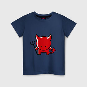 Детская футболка хлопок с принтом Маленький красный чертёнок в Белгороде, 100% хлопок | круглый вырез горловины, полуприлегающий силуэт, длина до линии бедер | Тематика изображения на принте: дьяволы | красный | маленький | монстры | привидения | черт | чертёнок