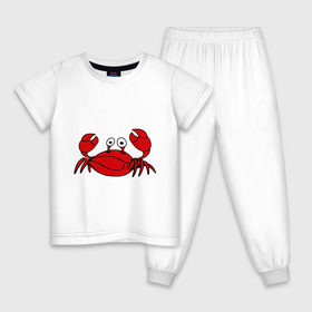 Детская пижама хлопок с принтом Краб в Белгороде, 100% хлопок |  брюки и футболка прямого кроя, без карманов, на брюках мягкая резинка на поясе и по низу штанин
 | Тематика изображения на принте: еда | животные | краб | море | пляж | рак