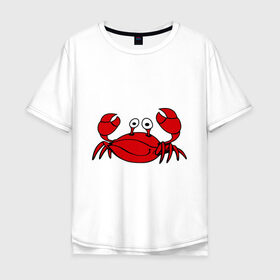 Мужская футболка хлопок Oversize с принтом Краб в Белгороде, 100% хлопок | свободный крой, круглый ворот, “спинка” длиннее передней части | Тематика изображения на принте: еда | животные | краб | море | пляж | рак