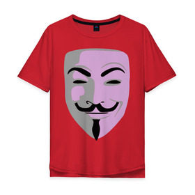 Мужская футболка хлопок Oversize с принтом Маска Гая Фокса в Белгороде, 100% хлопок | свободный крой, круглый ворот, “спинка” длиннее передней части | vendetta | вендетта | гай | маска | позитив | смайлы | тбили | теплый маска | фокс