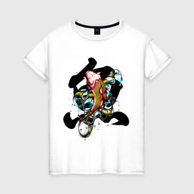 Женская футболка хлопок с принтом РЫБЫ . иероглиф в Белгороде, 100% хлопок | прямой крой, круглый вырез горловины, длина до линии бедер, слегка спущенное плечо | иероглиф | иероглифы | рыбы