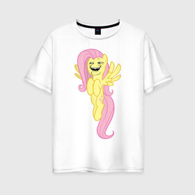 Женская футболка хлопок Oversize с принтом Пони троллфейс в Белгороде, 100% хлопок | свободный крой, круглый ворот, спущенный рукав, длина до линии бедер
 | Тематика изображения на принте: my little pony | pony | брони | пони | пони троллфейс | тролл
