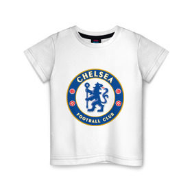 Детская футболка хлопок с принтом Chelsea logo в Белгороде, 100% хлопок | круглый вырез горловины, полуприлегающий силуэт, длина до линии бедер | 1905 | chelsea | chelsea logo | fc | footbal club | лого | логотип | спорт | футбол | футбольный клуб | челси