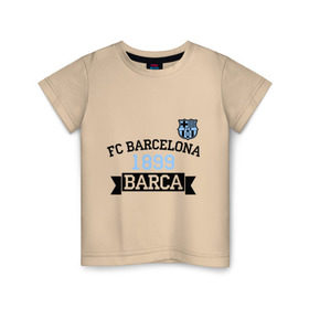 Детская футболка хлопок с принтом Barca в Белгороде, 100% хлопок | круглый вырез горловины, полуприлегающий силуэт, длина до линии бедер | barcelona | fc | fc barcelona | footbal club | барселона | лого | логотип | спорт | футбол | футбольный клуб