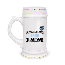 Кружка пивная с принтом Barca в Белгороде,  керамика (Материал выдерживает высокую температуру, стоит избегать резкого перепада температур) |  объем 630 мл | barcelona | fc | fc barcelona | footbal club | барселона | лого | логотип | спорт | футбол | футбольный клуб