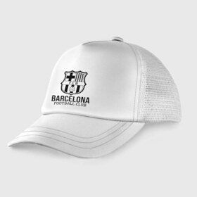 Детская кепка тракер с принтом Barcelona FC в Белгороде, Козырек - 100% хлопок. Кепка - 100% полиэстер, Задняя часть - сетка | универсальный размер, пластиковая застёжка | Тематика изображения на принте: barcelona | fc | fc barcelona | footbal club | барселона | лого | логотип | спорт | футбол | футбольный клуб