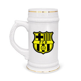 Кружка пивная с принтом Barcelona logo в Белгороде,  керамика (Материал выдерживает высокую температуру, стоит избегать резкого перепада температур) |  объем 630 мл | barcelona | fc | fc barcelona | footbal club | барселона | лого | логотип | спорт | футбол | футбольный клуб