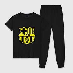 Женская пижама хлопок с принтом Barcelona logo в Белгороде, 100% хлопок | брюки и футболка прямого кроя, без карманов, на брюках мягкая резинка на поясе и по низу штанин | barcelona | fc | fc barcelona | footbal club | барселона | лого | логотип | спорт | футбол | футбольный клуб