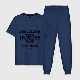 Мужская пижама хлопок с принтом Barcelona 1899 в Белгороде, 100% хлопок | брюки и футболка прямого кроя, без карманов, на брюках мягкая резинка на поясе и по низу штанин
 | Тематика изображения на принте: barcelona | fc | fc barcelona | footbal club | барселона | лого | логотип | спорт | футбол | футбольный клуб