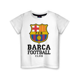 Детская футболка хлопок с принтом Barcelona FC в Белгороде, 100% хлопок | круглый вырез горловины, полуприлегающий силуэт, длина до линии бедер | barcelona | fc | fc barcelona | footbal club | барселона | лого | логотип | спорт | футбол | футбольный клуб