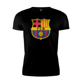 Мужская футболка премиум с принтом Barcelona FC в Белгороде, 92% хлопок, 8% лайкра | приталенный силуэт, круглый вырез ворота, длина до линии бедра, короткий рукав | barcelona | fc | fc barcelona | footbal club | барселона | лого | логотип | спорт | футбол | футбольный клуб
