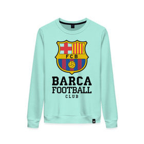 Женский свитшот хлопок с принтом Barcelona FC в Белгороде, 100% хлопок | прямой крой, круглый вырез, на манжетах и по низу широкая трикотажная резинка  | barcelona | fc | fc barcelona | footbal club | барселона | лого | логотип | спорт | футбол | футбольный клуб