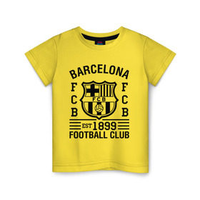 Детская футболка хлопок с принтом FC Barcelona в Белгороде, 100% хлопок | круглый вырез горловины, полуприлегающий силуэт, длина до линии бедер | Тематика изображения на принте: barcelona | fc | fc barcelona | footbal club | барселона | лого | логотип | спорт | футбол | футбольный клуб
