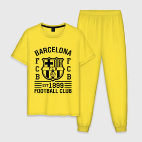 Мужская пижама хлопок с принтом FC Barcelona в Белгороде, 100% хлопок | брюки и футболка прямого кроя, без карманов, на брюках мягкая резинка на поясе и по низу штанин
 | barcelona | fc | fc barcelona | footbal club | барселона | лого | логотип | спорт | футбол | футбольный клуб