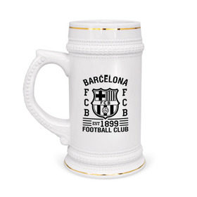 Кружка пивная с принтом FC Barcelona в Белгороде,  керамика (Материал выдерживает высокую температуру, стоит избегать резкого перепада температур) |  объем 630 мл | barcelona | fc | fc barcelona | footbal club | барселона | лого | логотип | спорт | футбол | футбольный клуб