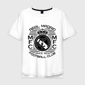 Мужская футболка хлопок Oversize с принтом Real Madrid в Белгороде, 100% хлопок | свободный крой, круглый ворот, “спинка” длиннее передней части | 1902 | fc | footbal club | real madrid | лого | логотип | реал мадрид | спорт | футбол | футбольный клуб